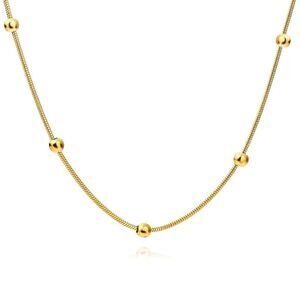 18K Gold Plated Stainless Steel Necklace Women's Ball Style Statement Jewelry